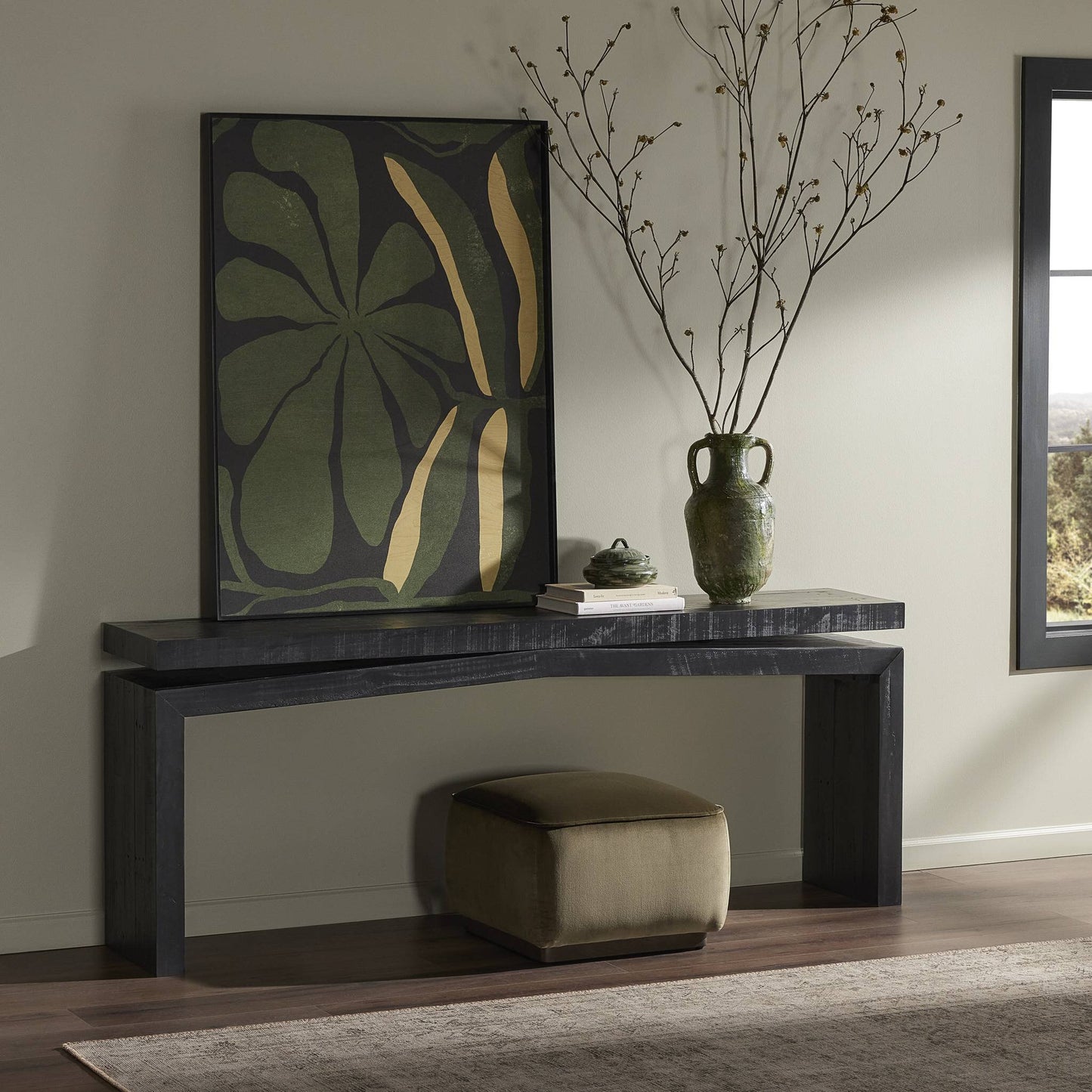 Matthes Console Table 79"-Aged Black Pine
