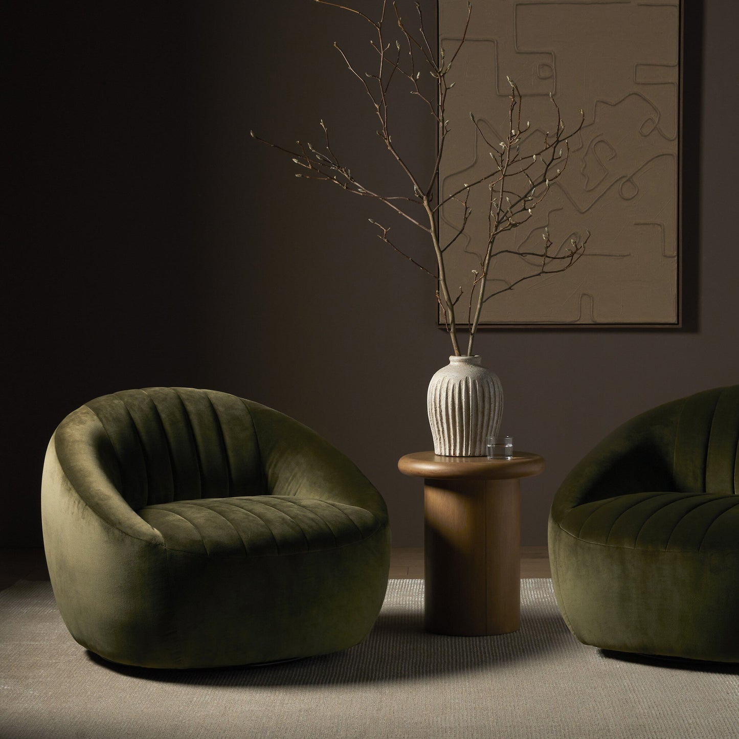 Audie Swivel Chair- Surrey Olive (Performance Fabric)