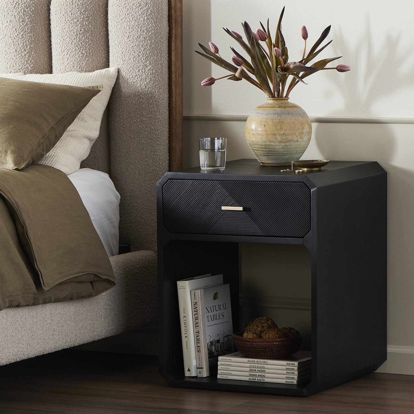 Caspian Nightstand- Black Ash Veneer