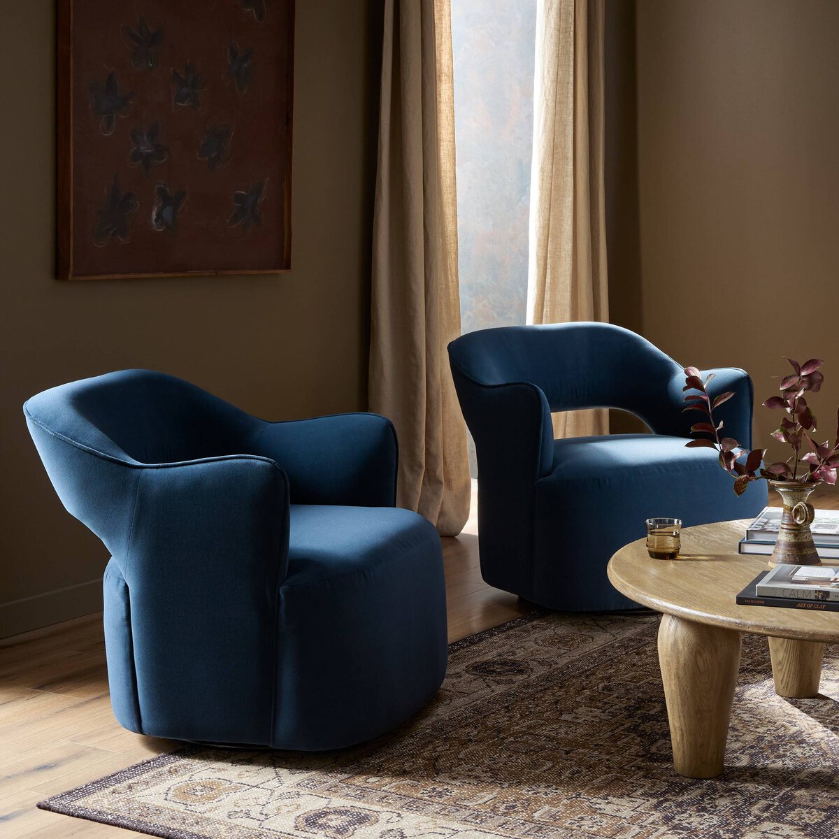 Blythe Swivel Chair, Crypton Henry Navy (Performance Fabric)
