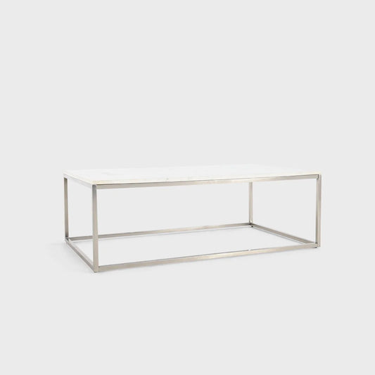 Natalie 48" Coffee Table White (Marble/Silver)