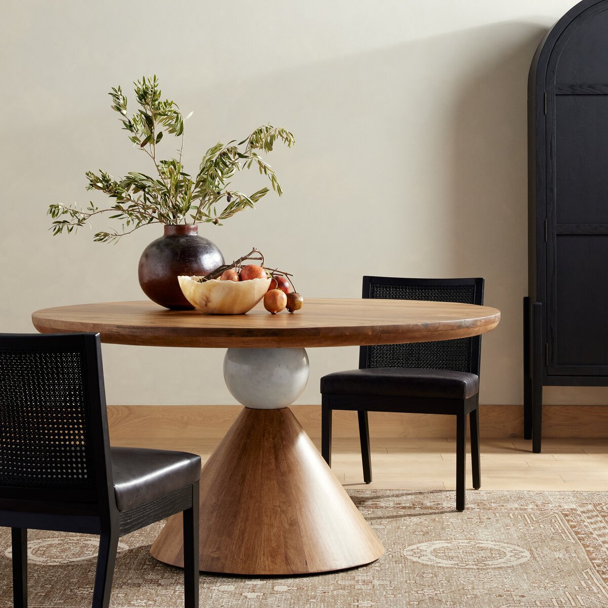 Bibianna Dining Table, Smoked Honey, White