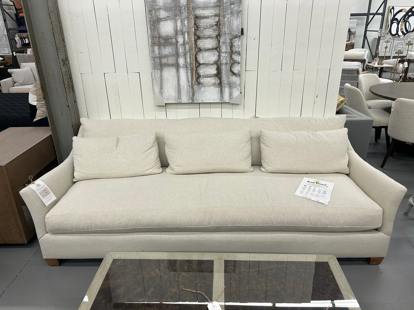 Moreau Sofa 98", Balance Fabric: RA250-82, Cloud Filling, Finish: Latte