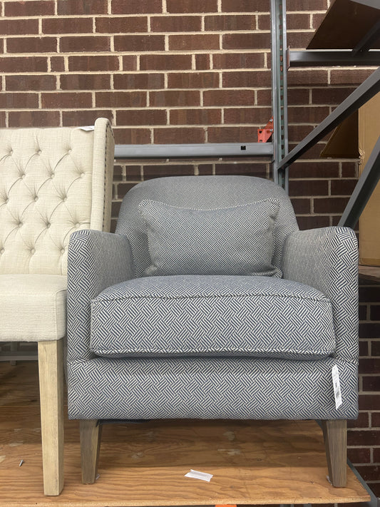 Harvard Occasional Chair in Navy Maze and Distressed Beechwood