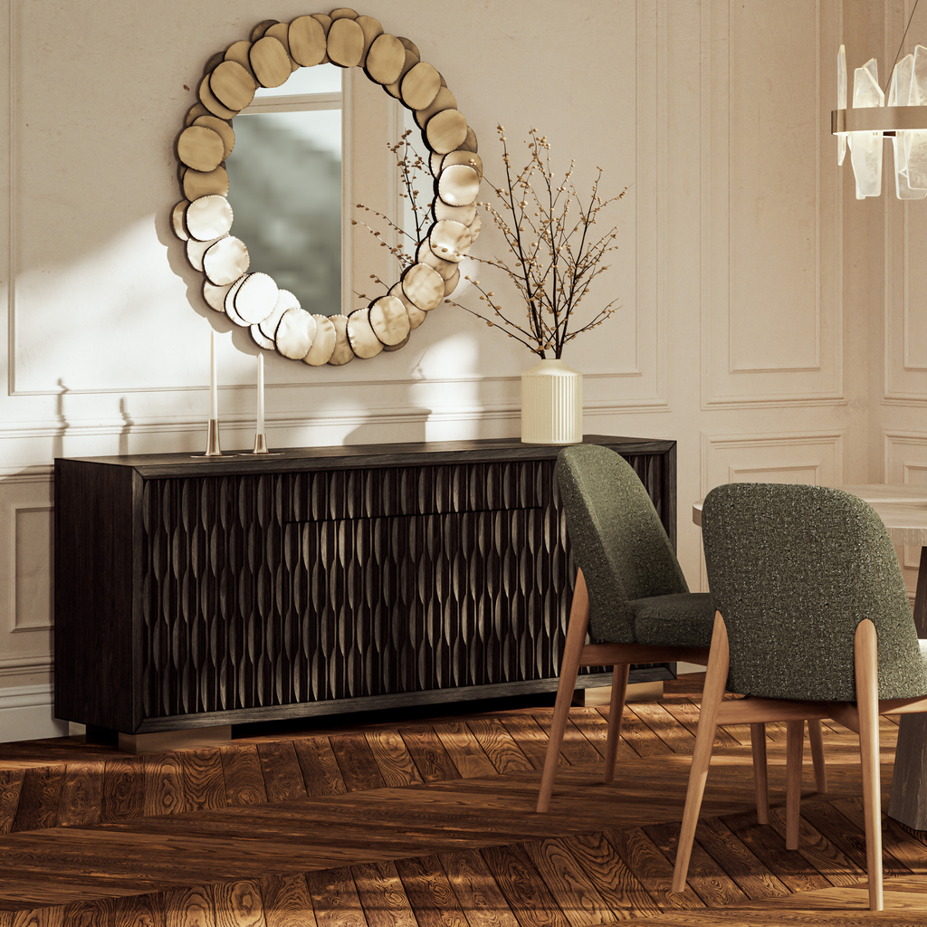 Suri Mirror (Antique Brass, 33"D)