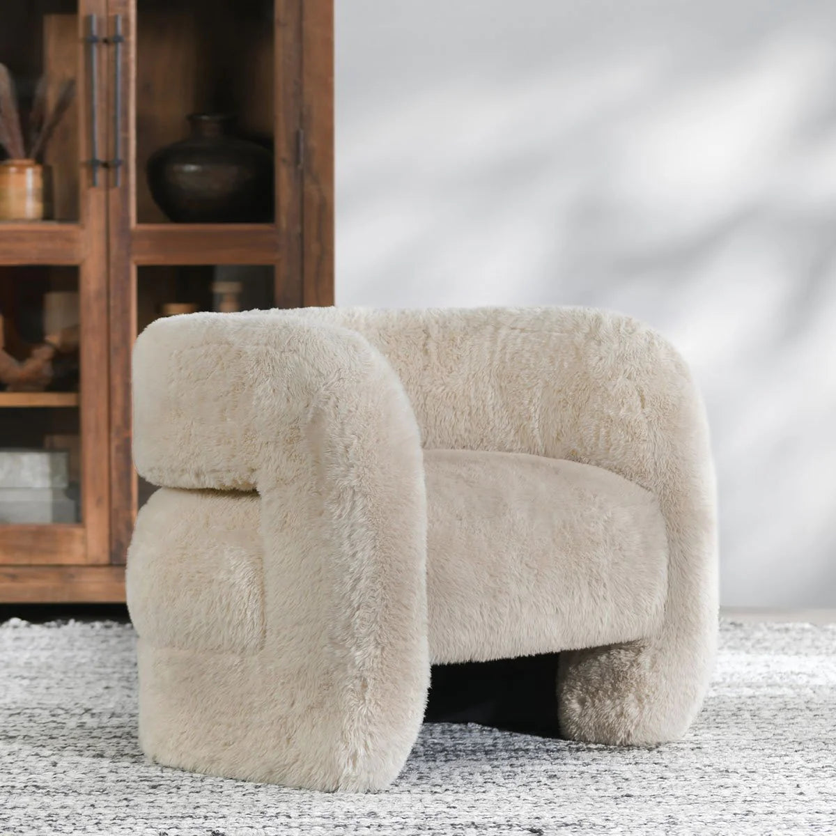 Teddy Plush Accent Chair Sand